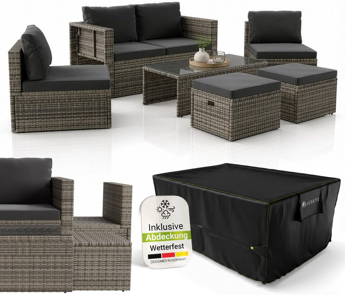 Gartenmöbel-Set, Balkon, Terrasse - Grau, Juskys