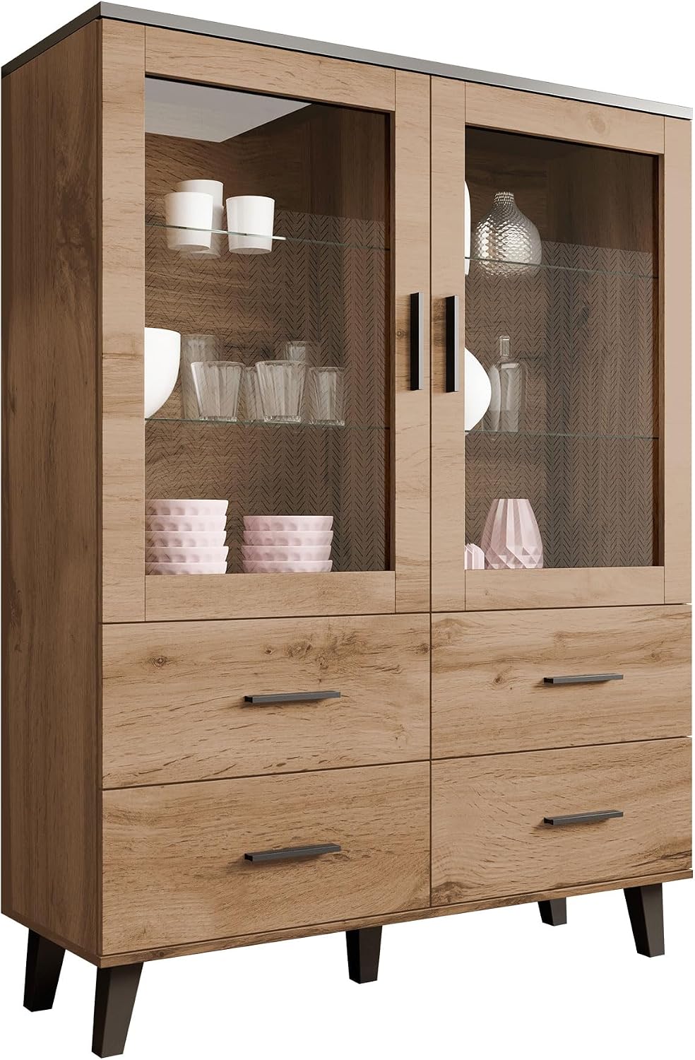 Schrank II 120 2D4S Vitrine Lotta Standvitrine im skandinavischen Stil Vitrinen, Glasvitrine, Mirjan24