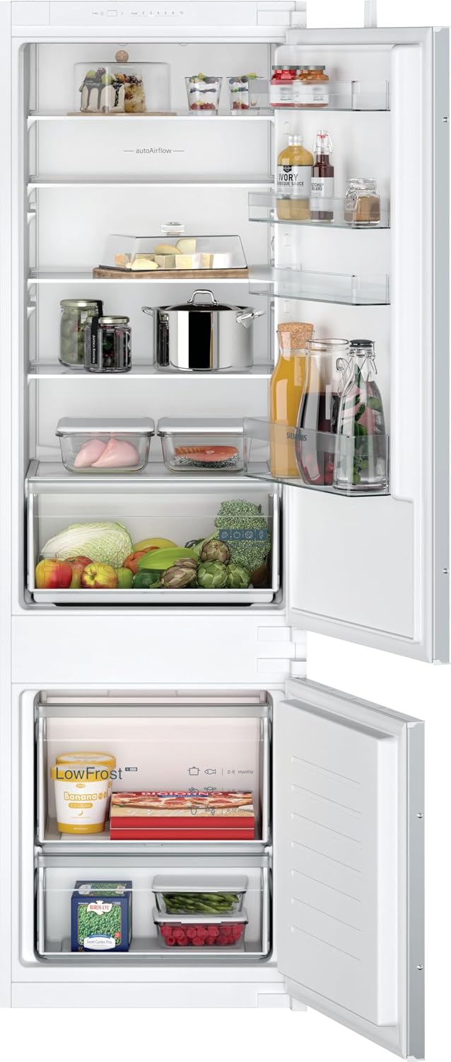 Siemens Kühl-Gefrierkombination, KI87VNSE0, iQ100, Einbau-Kühl-Gefrier-Kombination, 177, 5 x 56 cm Nische, 200 L Kühlen & 70 L Gefrieren