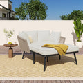 Liege Gartensofa Outdoor Sonnen, mit 2 Kissen und 2 Polster, Gartenlounge mit Abnehmbar und Waschbar Kissen für Balkon Terrasse, Khaki, Merax