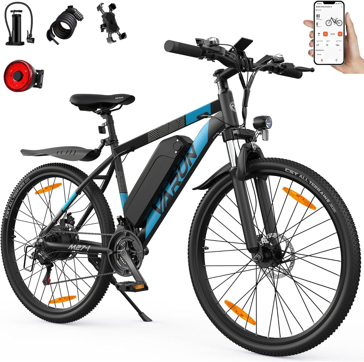 VARUN E-Bike,   E-Bike Herren, 27,5' E-Mountainbike Damen mit APP, 120km