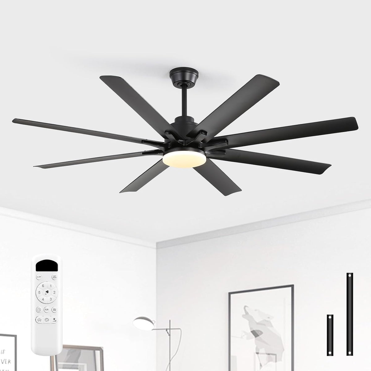 Sofucor Deckenventilator mit Beleuchtung,   132cm Deckenventilator mit Beleuchtung und