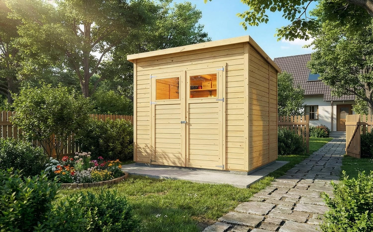 Alpholz Gerätehaus, Mollie 251 × 199 cm mit 14mm Wandstärke inkl. Fußboden