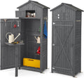 RELAX4LIFE 75 50 180 5 8 3 Gerätehaus Holz x x cm Gartenschrank mit Satteldach Geräteschrank mit Haken & Regalen & Faltbarem Tisch & Oberem Fach