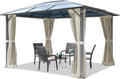 Pavillon Garten, 3 × 3, 65 m Hardtop Polycarbonat Dach ca. 6 mm - crème, TOOLPORT