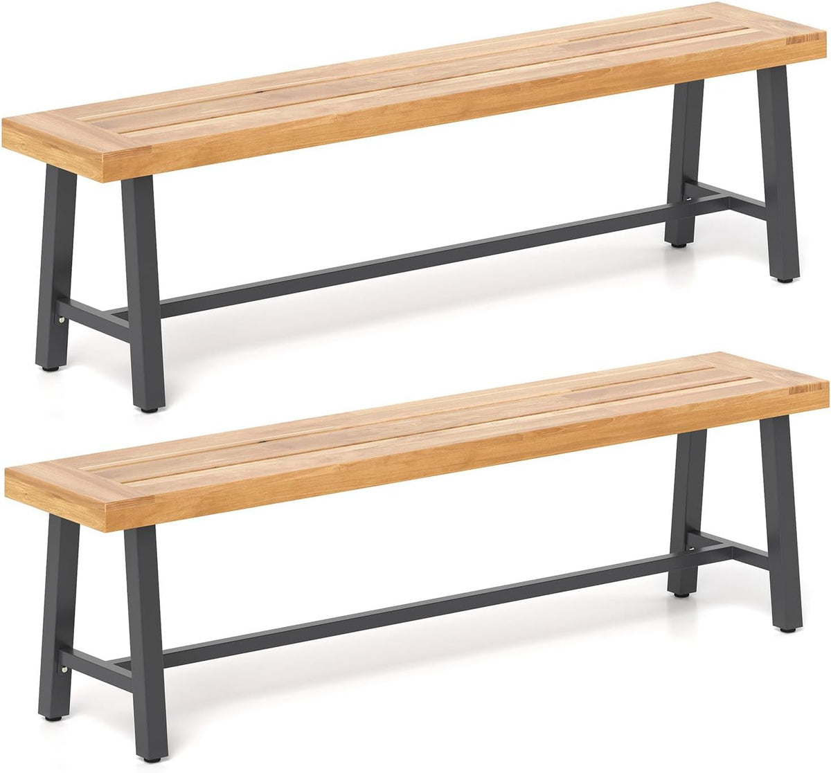Sitzbank 2er 3-Sitzer Gartenbank wetterfest Set, ohne Lehne, COSTWAY