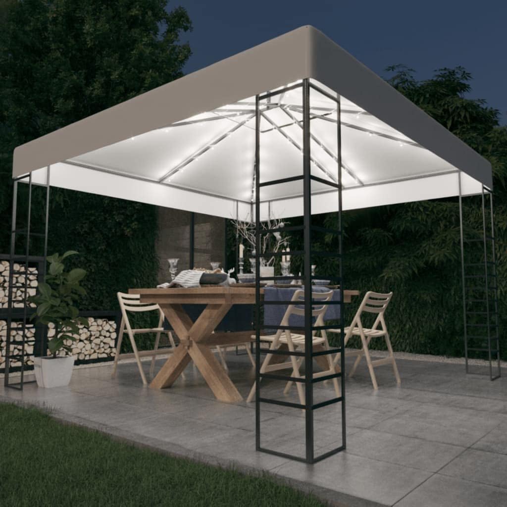 INLIFE Innen, Gartenzelt mit LED-Lichterkette 3x3 m Weiß-0305