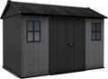 Keter 1175 Newton Kunststoff Gartenhaus, mit Holzoptik, wetterfest, wartungsfrei, 230 × 350 × 246cm, Doppeltür, Fenster, Belüftung, Bodenplatte
