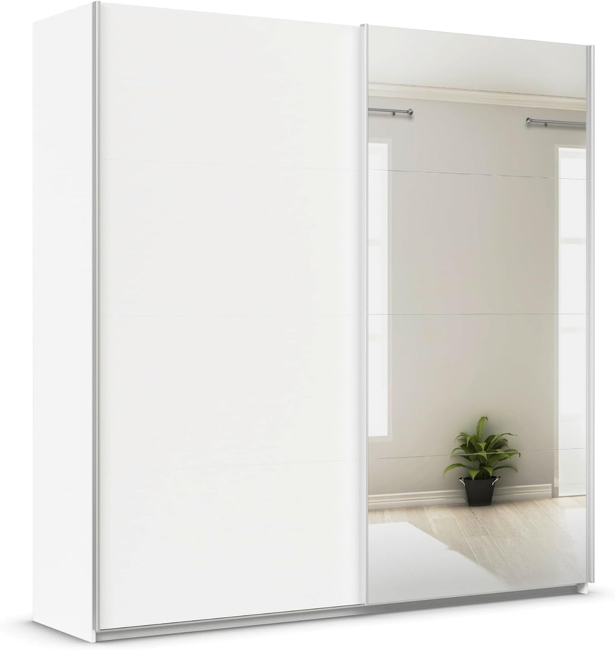Kleiderschrank, QUADRA, Schwebetürenschrank, Farbe Weiß, Breite 226 cm, Rauch Möbel