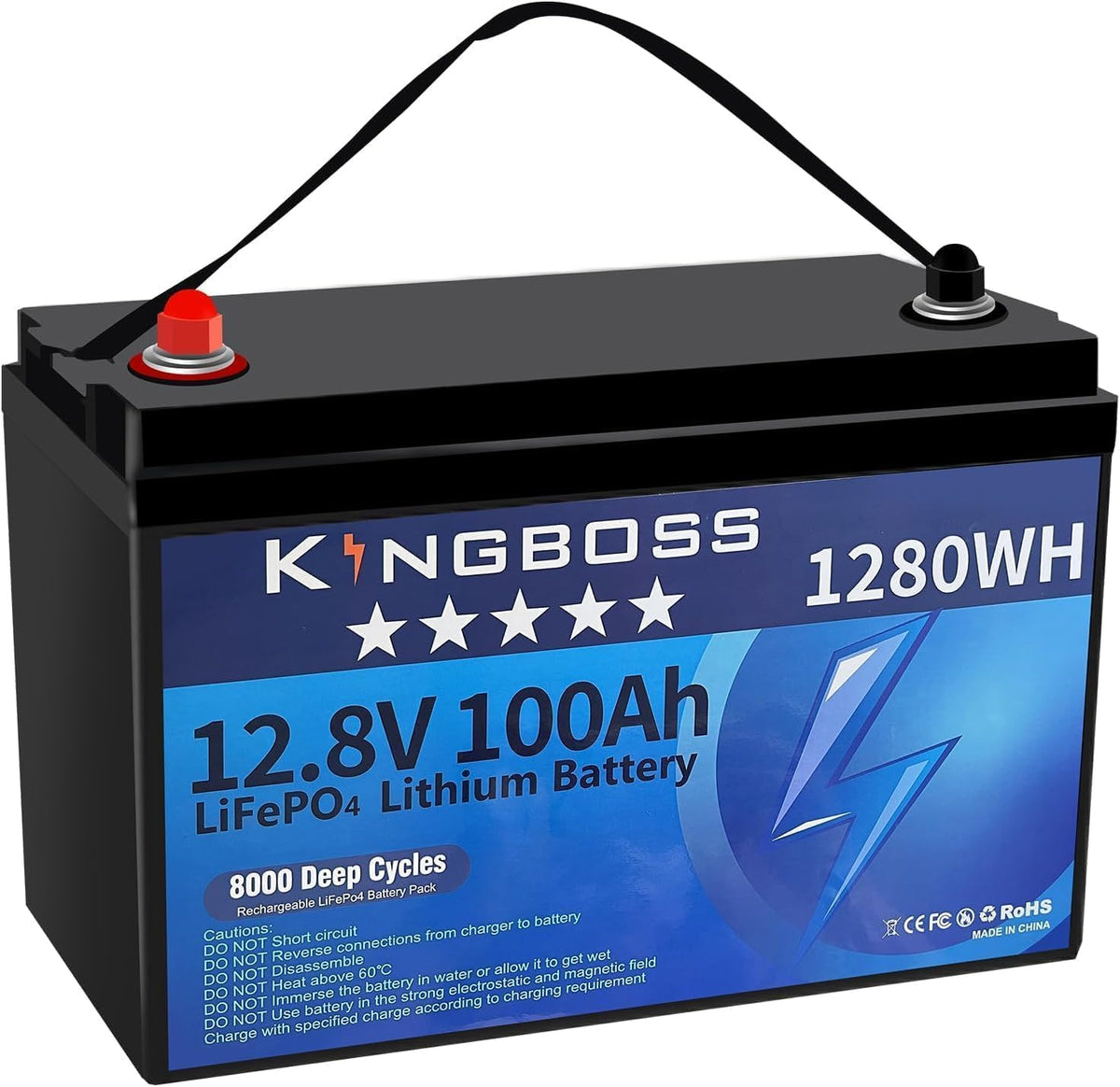 VEMDIA Deep-Cycle-Batterie, 12V 100Ah LiFePO4 Batterie, Smart BMS 100A mit 15000+ Zyklen, 1280Wh Lithium Akku Low Temp Cut-Off