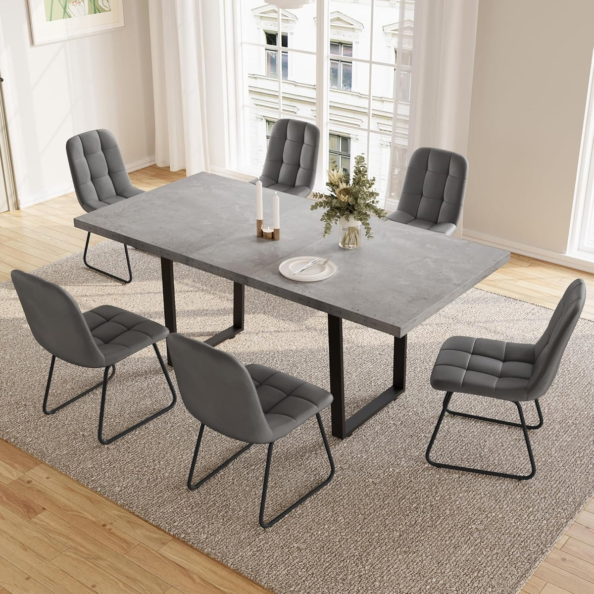 Esstisch, Mit 4-8 Stühlen Set, Esszimmertisch Ausziehbar, Tisch Esszimmer, Essgruppe Mit 4-8 Stühle, MDF-Platten Holztisch Geeignet Für Wohnzimmer