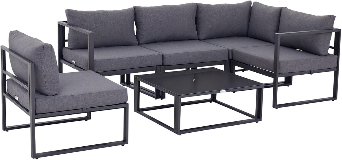 Gartenmöbel-Set, 6-TLG. Gartengarnitur Gartenset mit Kissen für 4, 5 Personen Grau, Outsunny