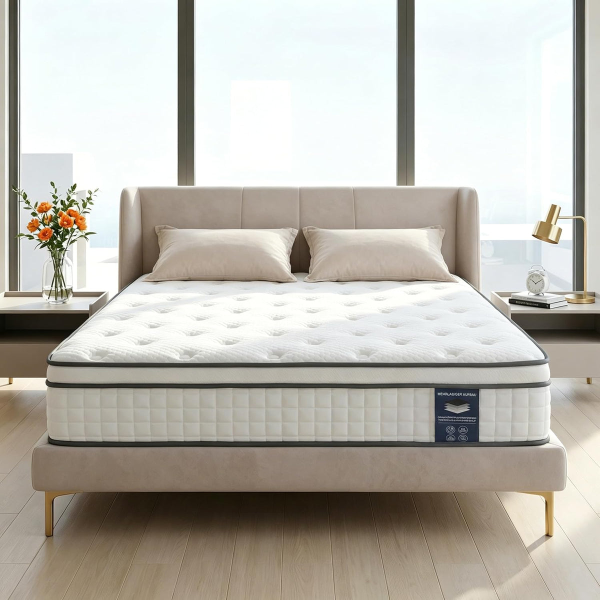 JAJALUYA Matratze, 140 × 200 cm Höhe 25cm, Härte H3, mit Komfortschaum, Öko-TEX & CertiPUR Zertifiziert, Druck- & Rückenschmerzen (140 × 200cm)