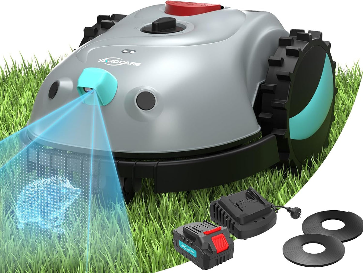 YARDCARE (2026 V100 Neu) Mähroboter, ohne Begrenzungskabel, mit Vision-Navigation, Hindernisvermeidung(150 Arten), 0 Ah Akku Rasenmäher Roboter