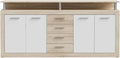 Kommode Cava, mit 4 Türen, 4 Schubladen und Aufsatz, Holzwerkstoff, Sonoma Eiche Dekor mit Weiß, B x H x T: 197, 5 × 94, 4 × 36, 3 cm, Forte