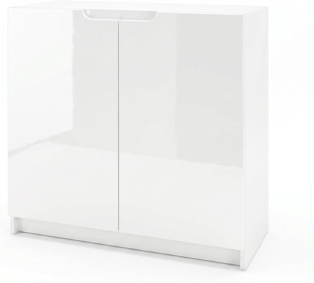 Sideboard, Logan, Made in Germany, Kommode mit 2 Türen, Weiß matt/Weiß Hochglanz (82 × 78 × 37 cm), Vladon