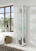 Schrank (172x32x33 4 LED VR-Wohnwelten Glasvitrine cm) in Weiss mit Glasböden Spiegel und - Modellauto Vitrine Weiß - Vitrinen, K-Möbel