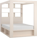 Bett Himmel, Calgary 160 × 200 sandbeige Doppelbett Ehebett mit Regalen, aufklappbarem Lattenrost und Bettkasten, Schlafzimmer modernes Design, QMM